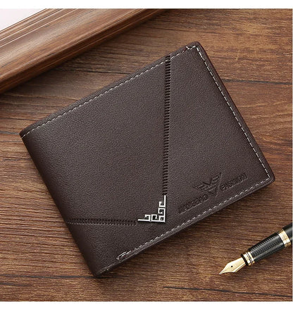 Men's wallet, leather short multiple card holder, wallet, credit card, ID card holder, casual men's business men's double fold