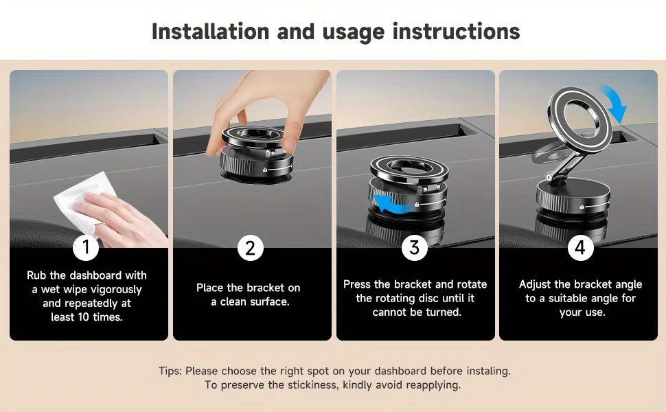 Upgraded Aluminum Alloy Nano Gel Vacuum Magnetic Phone Holder – 360° Rotating, 110LBS Strong Suction for Car, Kitchen & Smooth