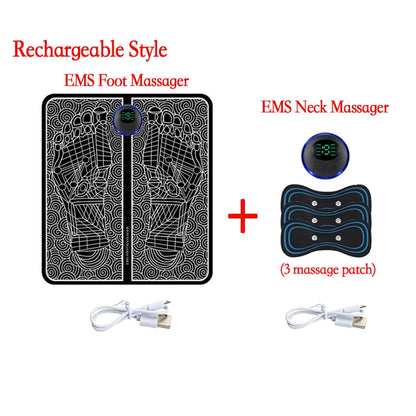 Remote Controller Rechargeable EMS Foot Massager Pad, Portable Electric EMS Muscle Stimulation Massage Mat Relief Pain Relax