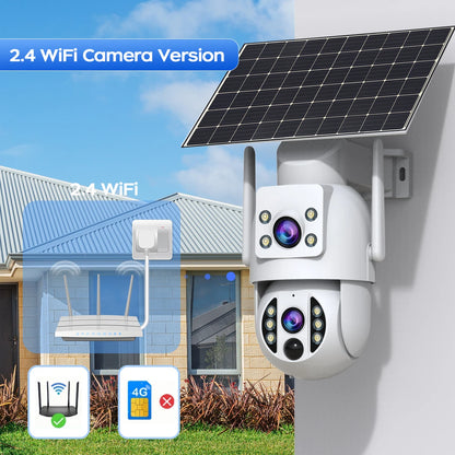 JOOAN 4K Solar Security Camera Wireless Outdoor Dual Lens Solar IP Camera PIR Human Detection Night Vision Battery CCTV Camera