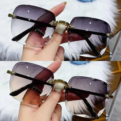 Frameless Sunglasses Y2K Gradient Fashion Korean Hip Pop Anti Ultraviolet Elegant Luxury Outdoor Travel Eyewear Women Unisex