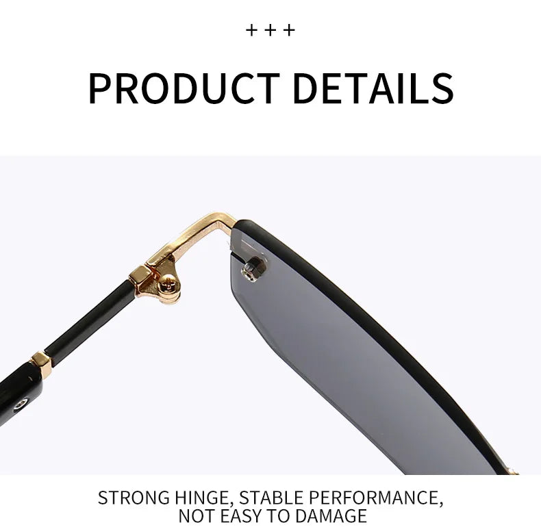 Rimless Sunglasses Rectangle Fashion Popular Women Men Shades Small Square Sun Glasses For Female Male Summer Traveling Glasses