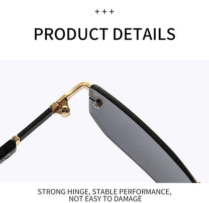 Rimless Sunglasses Rectangle Fashion Popular Women Men Shades Small Square Sun Glasses For Female Male Summer Traveling Glasses