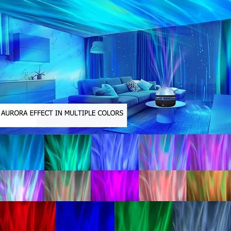 Galaxy Star Projector Night Light 7-Color Water Ripple and Aurora | ৭-রঙের গ্যালাক্সি স্টার প্রজেক্টর নাইট লাইট