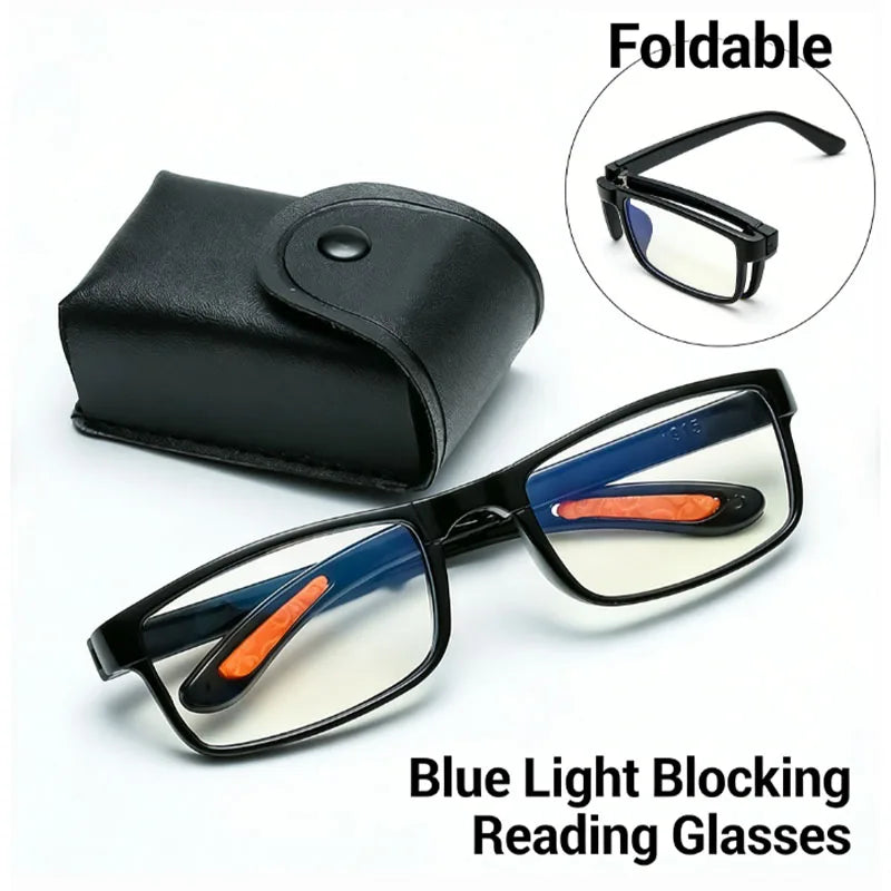 Anti-blue light reading glasses, retro unisex portable pocket glasses for men and women