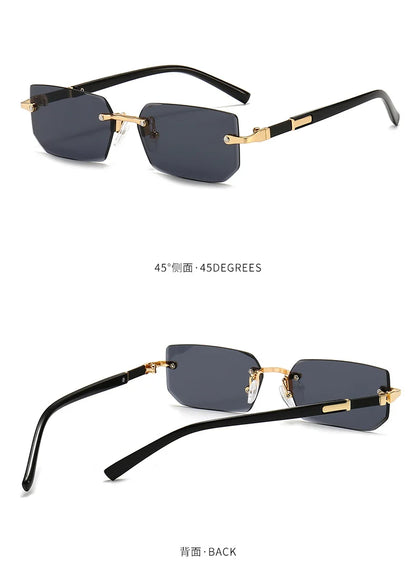 Rimless Sunglasses Rectangle Fashion Popular Women Men Shades Small Square Sun Glasses For Female Male Summer Traveling Glasses