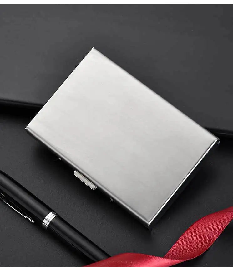 Stainless Steel RFID Anti-Theft Card Holder, Ultra Thin Anti-Demagnetization Metal Wallet, Portable Credit Purse for Men Women