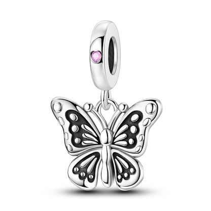 Colorful 925 Silver Plated Butterfly Zircon Charm Bead For Diy Bracelets
