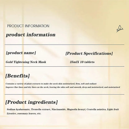 Gold Firming Neck Mask Moisturizing Nourishing Brightening Hydrating Neck skincare Masks Beauty Necks Skin Care Products