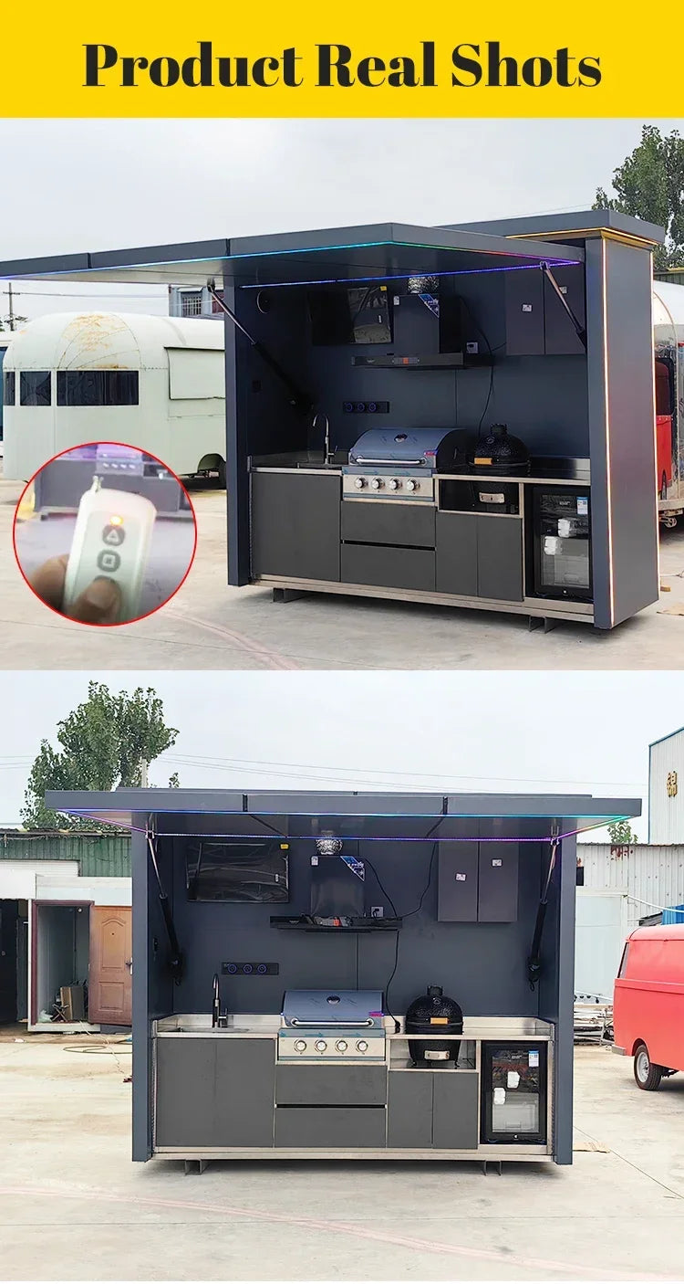 Customized Easy Install Electric Outdoor Kitchen Station Built In Sink Fridge Ideal For Home Backyard Barbecue Parties