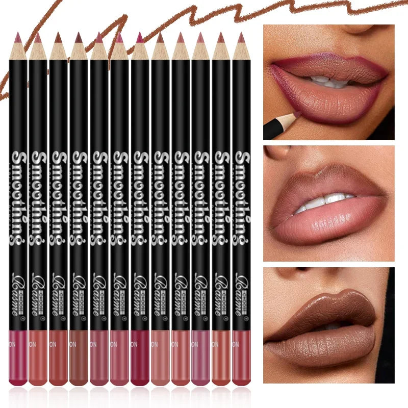 12 Piece Long Lasting Lipstick Set With Matte Lip Liner And Velvet Gloss