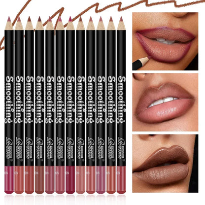 12 Piece Long Lasting Lipstick Set With Matte Lip Liner And Velvet Gloss