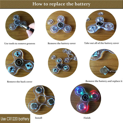 Fidget Spinner Crystal Luminous LED Light Hand Top Spinners Glow in Dark EDC Stress Relief Toys Kinetic Gyroscope for Children