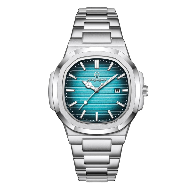 2026 New Luxury Military Man Watch Square Waterproof Luminous Date Week Men Watch Stainless Steel Quartz Men's Watches Reloj+box