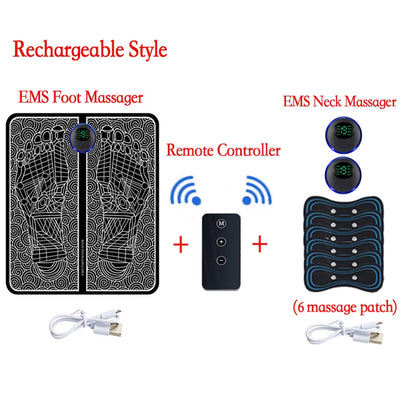 Remote Controller Rechargeable EMS Foot Massager Pad, Portable Electric EMS Muscle Stimulation Massage Mat Relief Pain Relax