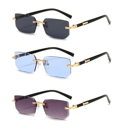 Rimless Sunglasses Rectangle Fashion Popular Women Men Shades Small Square Sun Glasses For Female Male Summer Traveling Glasses