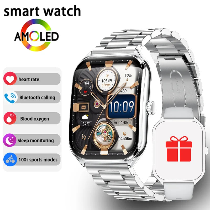 New Ultra Thin Smart Watch Men 1.96' AMOLED HD Pixel Display Always Show Time BT Call Reminder Smartwatch Ladies For Android iOS