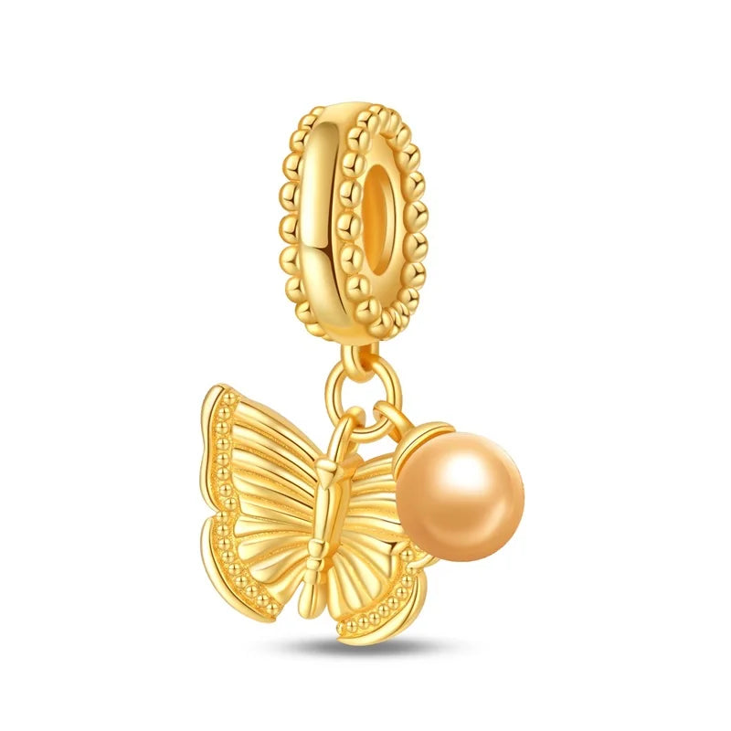 Colorful 925 Silver Plated Butterfly Zircon Charm Bead For Diy Bracelets