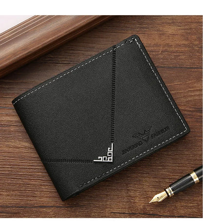 Men's wallet, leather short multiple card holder, wallet, credit card, ID card holder, casual men's business men's double fold