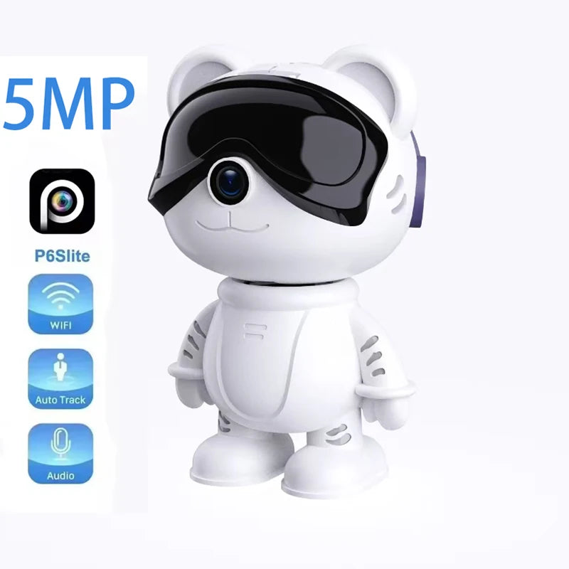 5MP PTZ WIFI IP Camera Wireless Home Security Robot Camera 360° Two Way Audio Auto Tracking Invisible Lens Indoor Baby Monitor