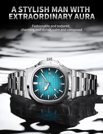 2026 New Luxury Military Man Watch Square Waterproof Luminous Date Week Men Watch Stainless Steel Quartz Men's Watches Reloj+box