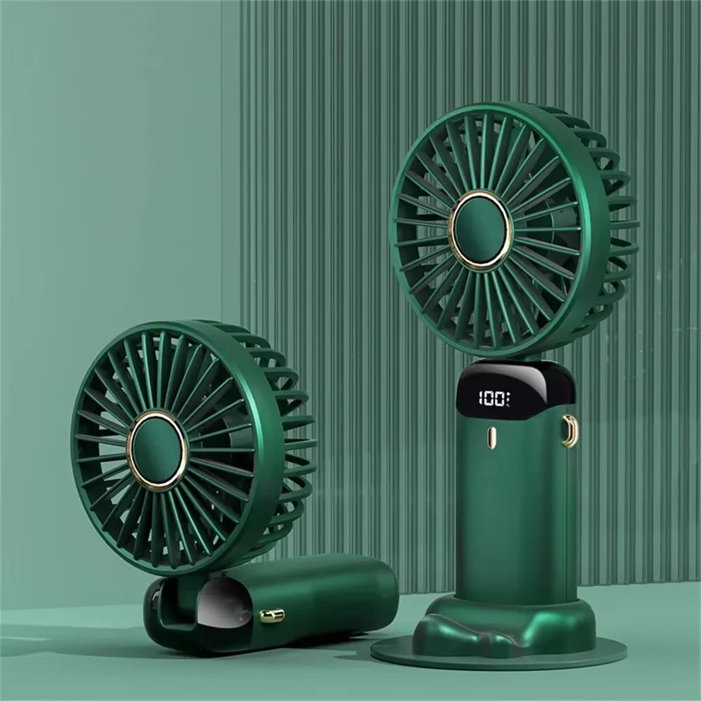 Portable Handheld Personal Rechargeable Fan LED Digital Display 90°Adjustable Rechargeable Fan , 5 Speed Wind Mini Aromatherapy