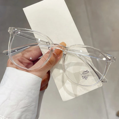 Retro Square Glasses Ultra-light Transparent Frame Eyewear Popular Decoration Eyeglasses Anti-blue Light Flat Glasses