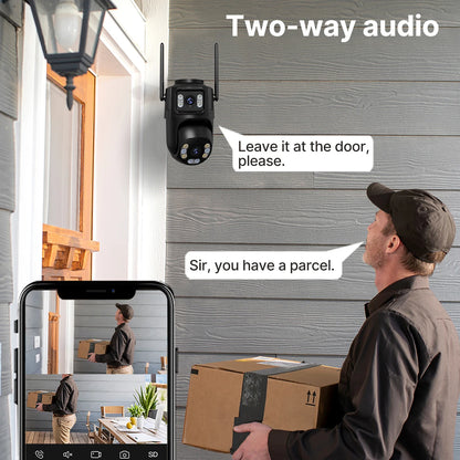 4K 8MP HD Wifi PTZ Camera Outdoor 4MP Dual Lens Dual Screen AI Auto Tracking IP Camera CCTV Audio Video Surveillance P2P iCSee