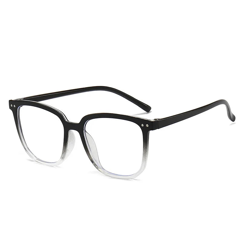 Minimalist Square Blue Light Blocking Glasses Personality Rivets Plain Face Slimming Unisex Clear Glasses 1962