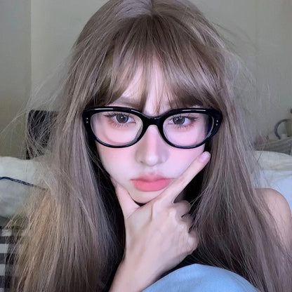 Vintage Black-framed Unique Plain Face-shaped Sunglasses With Cat-eye Round Lenses, Slimming Effect For Oval Face Women 18153