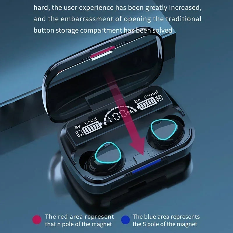 TWS M10 Wireless Bluetooth Headset with Charge Box for Phone Noise Cancelling Mic Earbuds LED Display Headphones Sport Earphones