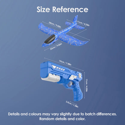 Kids Foam Aircraft 10M Launcher Catapult Glider Aircraft Gun Toy Children's Outdoor Game Soft Bullet Gun
