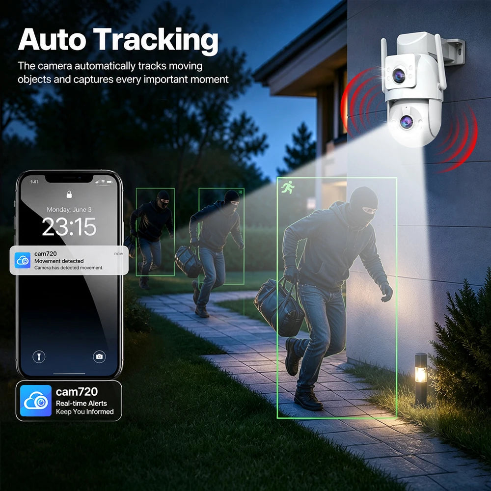 Jooan 4K 8MP HD Wifi PTZ Camera Outdoor 5G Wifi Dual Lens Security IP Cameras 5X Zoom AI Tracking ONVIF CCTV Surveillance Camera