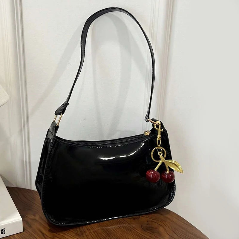 Cherry Pendant PU Leather Shoulder Bag