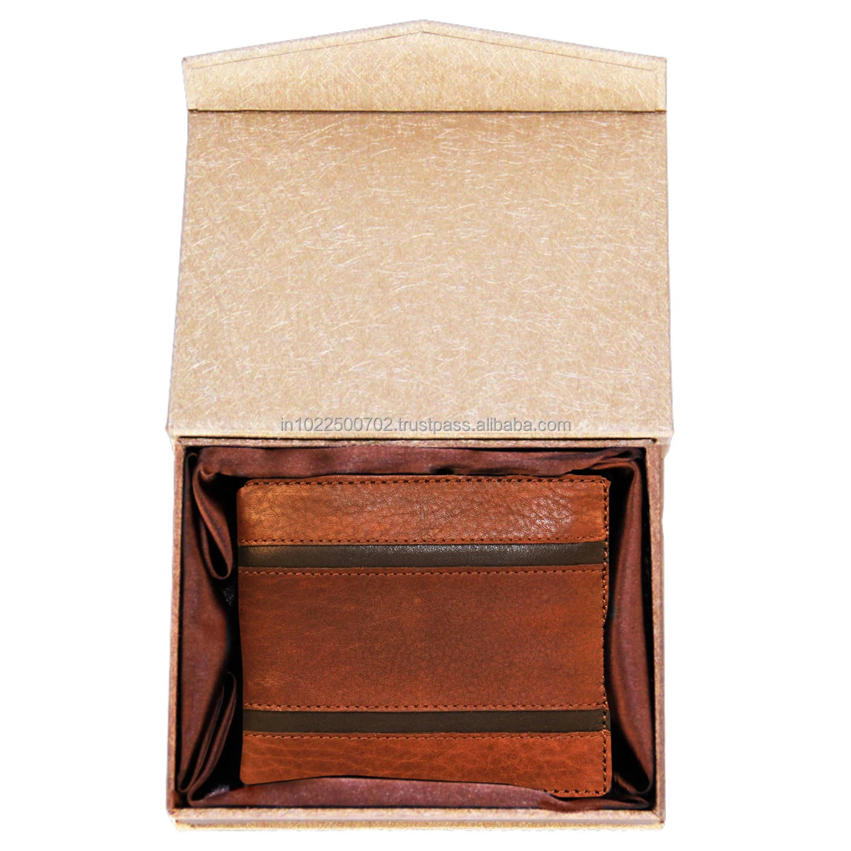 Premium Men's Genuine Leather RFID Card Holder Open Closure Geometric Pattern Custom Logo Polyester Lining-Short Wholesale Gift