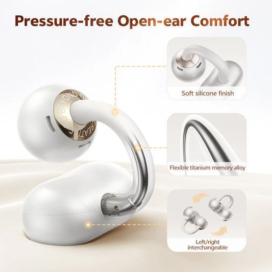 Open-Ear Clip-On Wireless Earbuds with 35H Battery | ওপেন-ইয়ার ক্লিপ-অন ওয়্যারলেস ইয়ারবাড