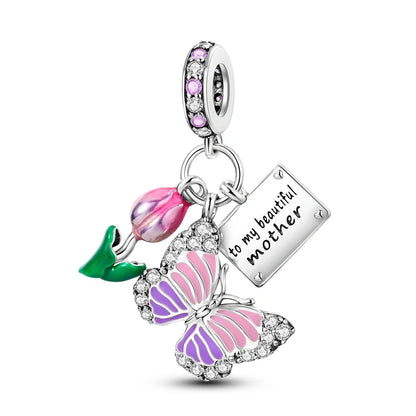 Colorful 925 Silver Plated Butterfly Zircon Charm Bead For Diy Bracelets