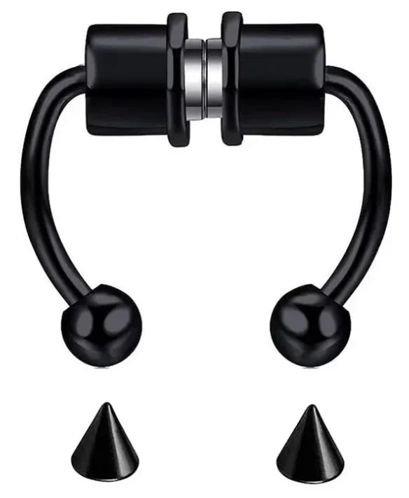 Magnetic Non Pierced Nose Ring Stainless Steel Horseshoe Hoop 2 Or 5 Pcs