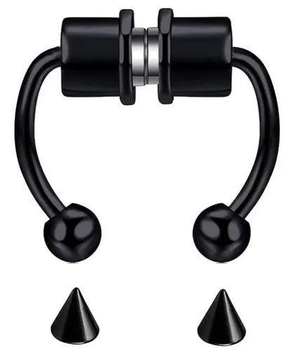 Magnetic Non Pierced Nose Ring Stainless Steel Horseshoe Hoop 2 Or 5 Pcs
