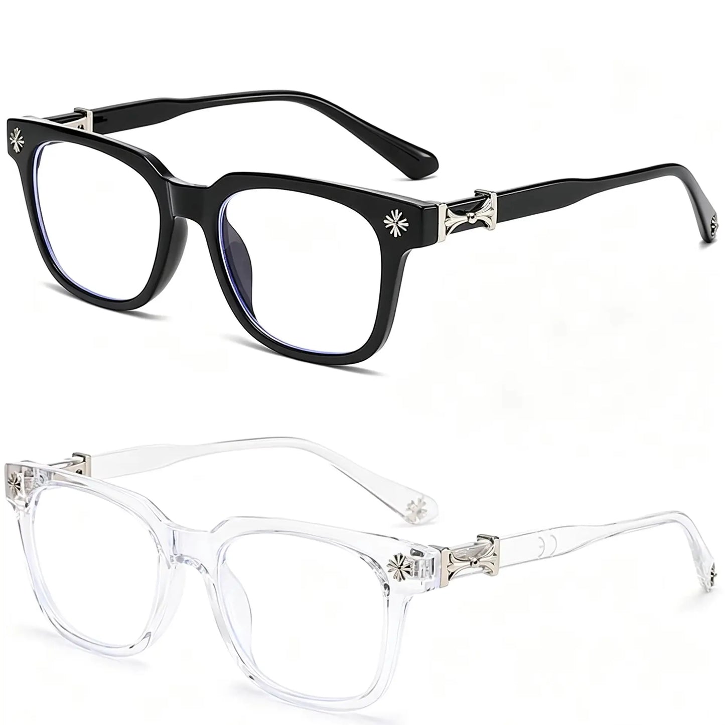 Classic 3Pcs Square Anti Blue Light Glasses For Men And Women Black & Transparent Frame Unisex Computer Wearing Women Glasses