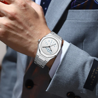 Fashion Luxurious Exquisite Elegant Men's Watch Classic Business Casual Arabic Digital Steel Strip Waterproof Noctilucent Watch