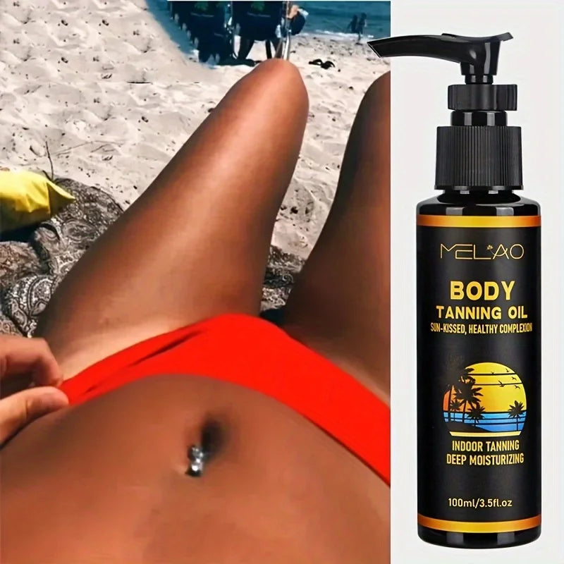 MELAO Tanning Oil Tanned Intensifier Get a Faster, Darker Sun Tan From Packed with Ultra Moisturizing Oils to Keep Skin Hydrated