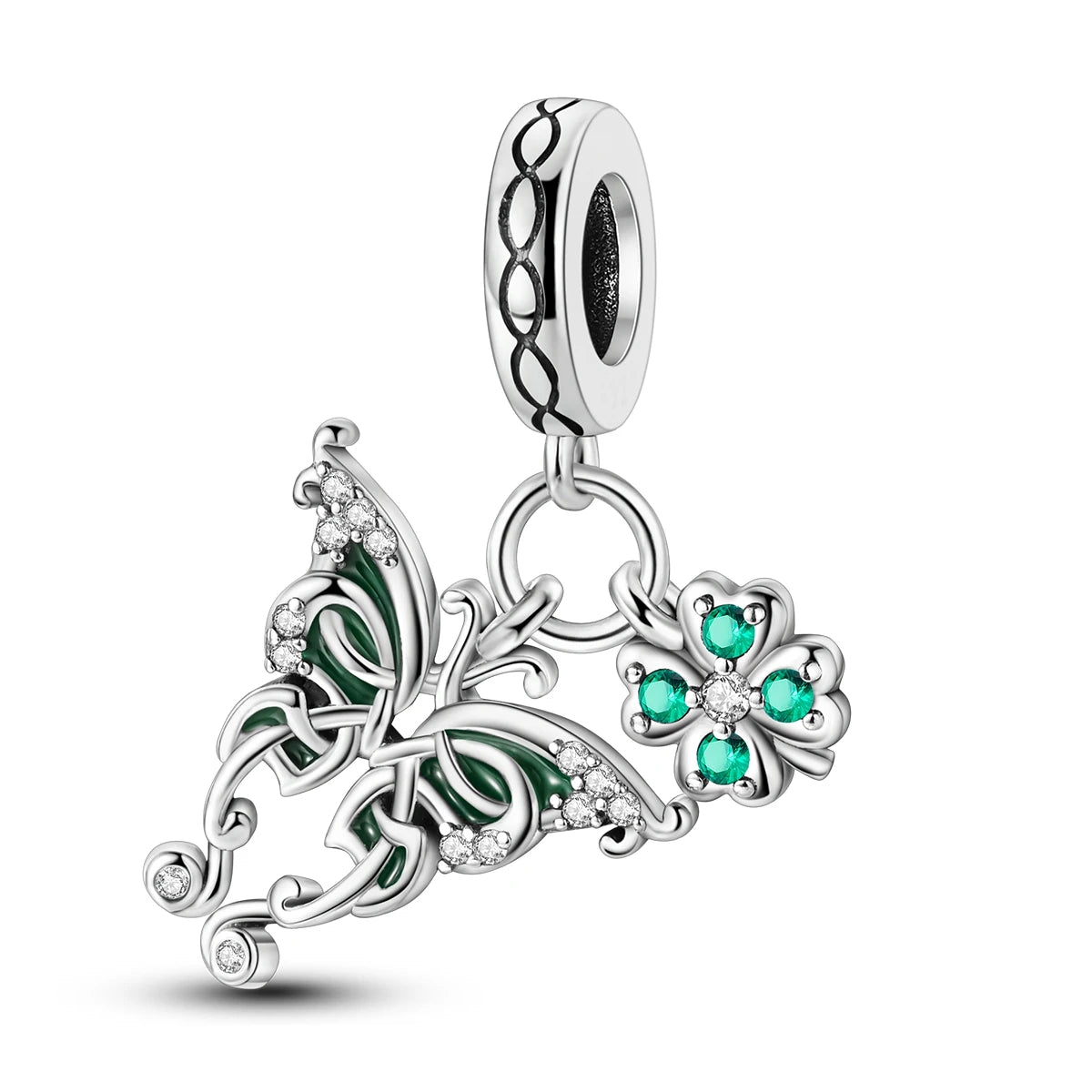 Colorful 925 Silver Plated Butterfly Zircon Charm Bead For Diy Bracelets