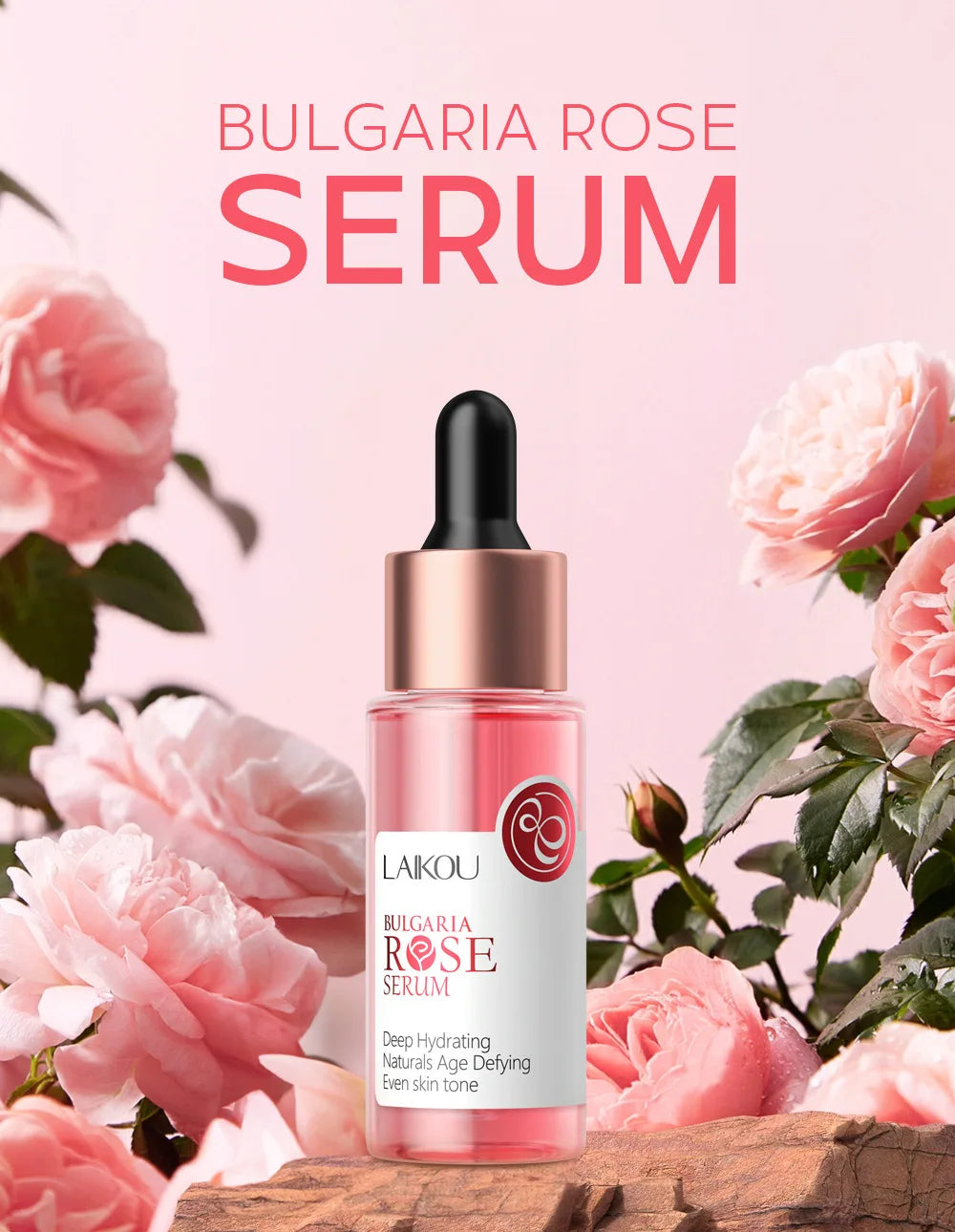 LAIKOU Bulgaria Rose Face Serum Facial Original Nourish Essense Brightening Rejuvenation Deep Moisturizing Serum Skin Care 30ml
