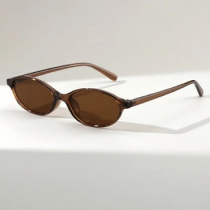 1pcs Minimalist Black-Rim Oval Sunglasses, Sun Protection, Fits All Face Shapes for Daily Commute.