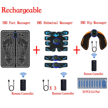 Remote Controller Rechargeable EMS Foot Massager Pad, Portable Electric EMS Muscle Stimulation Massage Mat Relief Pain Relax