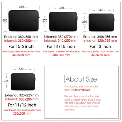 Laptop Sleeve Case PC Cover for Xiaomi Air HP Dell Laptop Bag Tablet Case For Macbook Air Pro Retina 11 12 13 14 15 15.6 inch