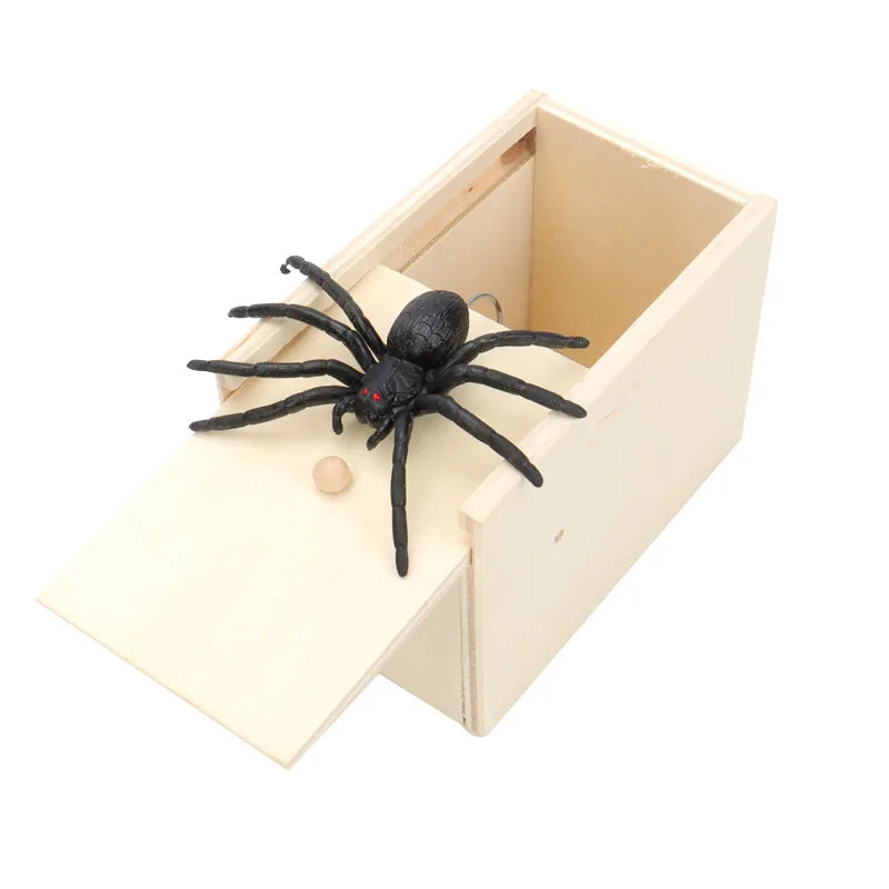 Trick Spider Funny Scare Box Wooden Hidden Box Quality Prank Wooden Scare Box Fun Game Prank Trick Friend Office Toys