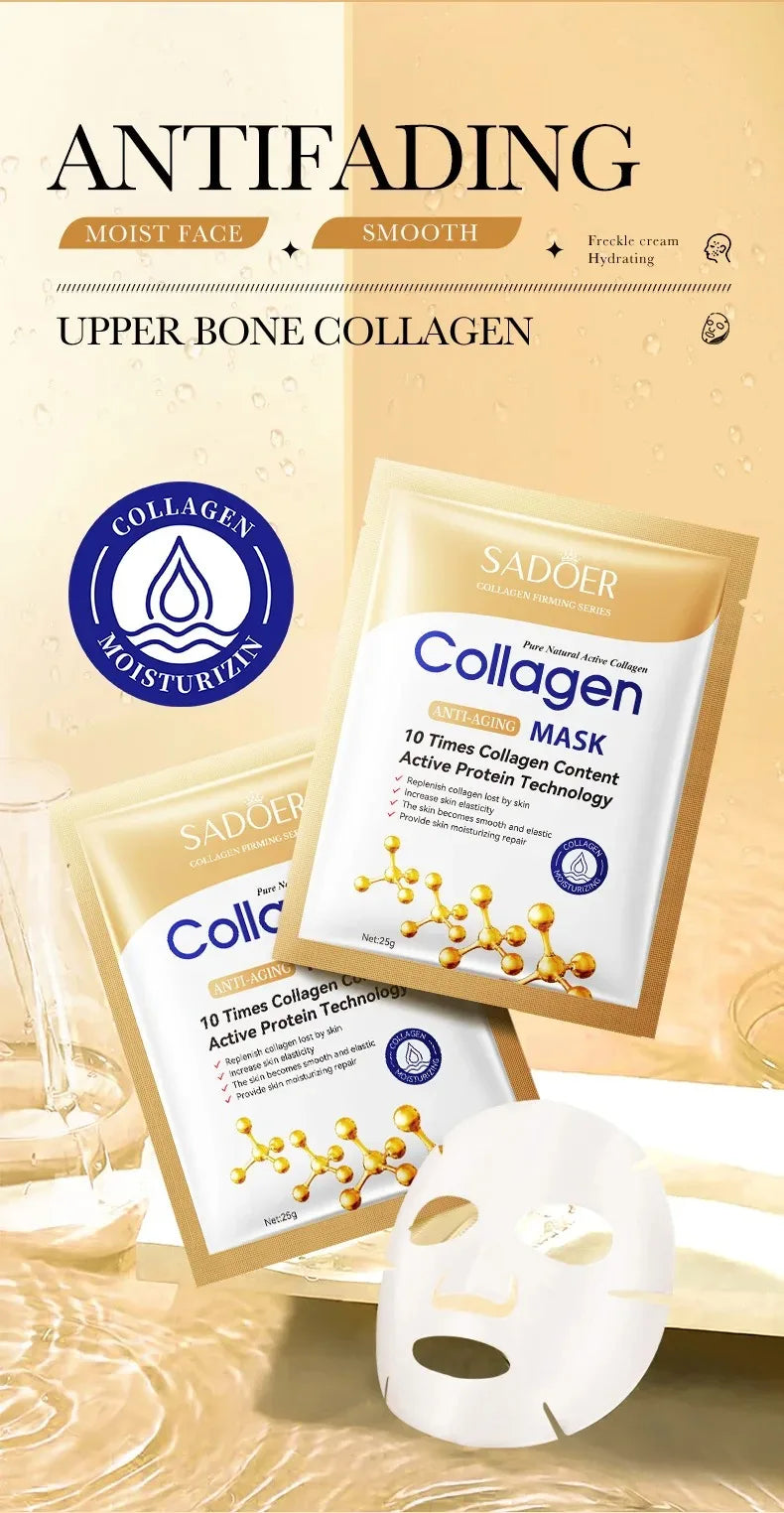 5/10/20/30pcs SADOER Collagen Face Mask Firming Moisturizing Repair Brightening Skincare Face Sheet Mask Facial Masks Skin Care