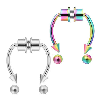 Magnetic Non Pierced Nose Ring Stainless Steel Horseshoe Hoop 2 Or 5 Pcs